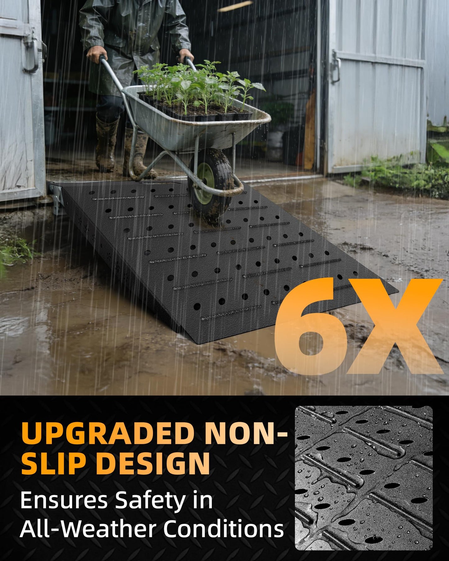 VNN 29" x 24" Shed Ramp - Velvet Black Loading Ramp for Riding Mower, 1 Pack Ramps for Shed，900 LB Capacity Alloy Loading Dock Ramp for Garages, Barns