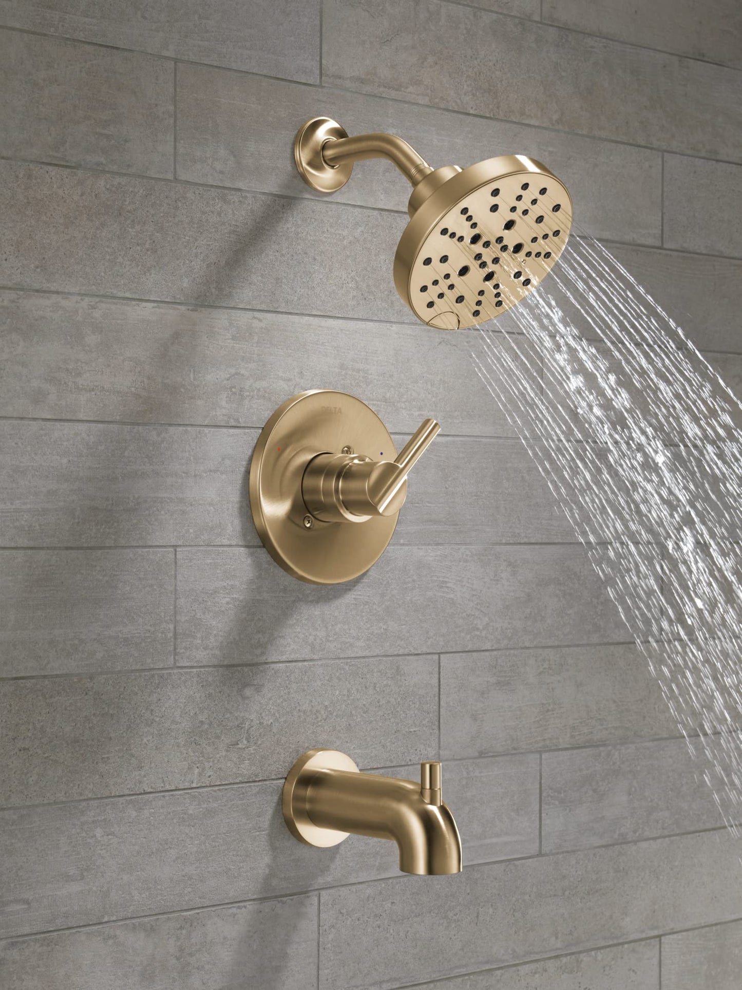 Delta Nicoli 14 Series H2Okinetic Bathtub and Shower Faucet Set, Brushed Gold Shower Head and Handle Set, Valve Trim Kit, Champagne Bronze 144749-CZ (Valve Included)