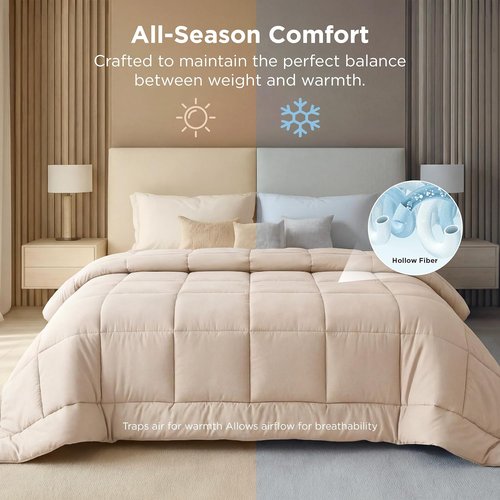 Bedsure Comforter Duvet Insert - Oversized King Size All-Season Down Alternative Bedding | GentleSoft, Beige 116 x 98 Inches