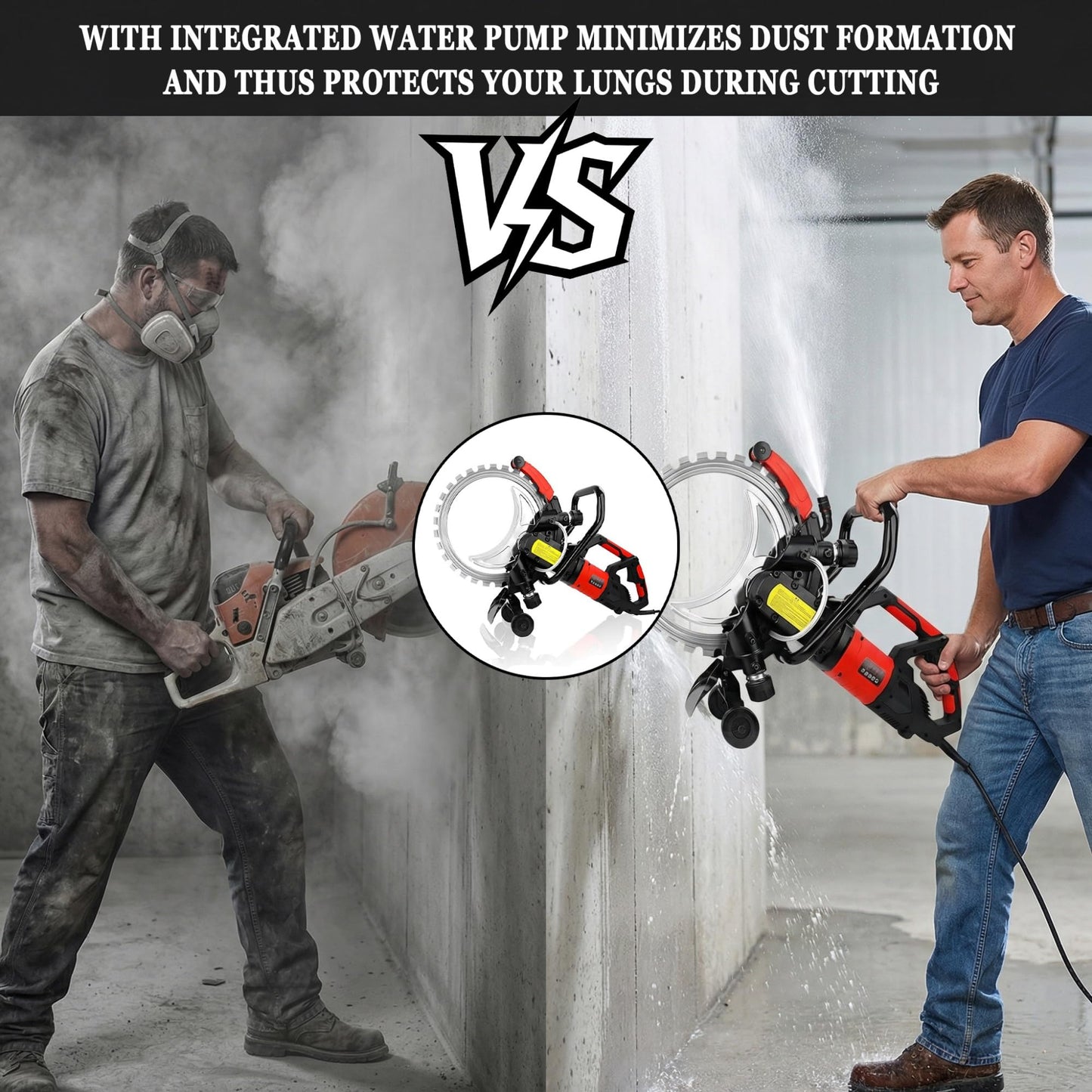 Electric Concrete Saw 16 In, Toroidal Electric Concrete Saw Cutting Machine, With an Intelligent Water Pump for Reinforced Concrete, Ceramic Tiles, Red Brick Walls(8090W)
