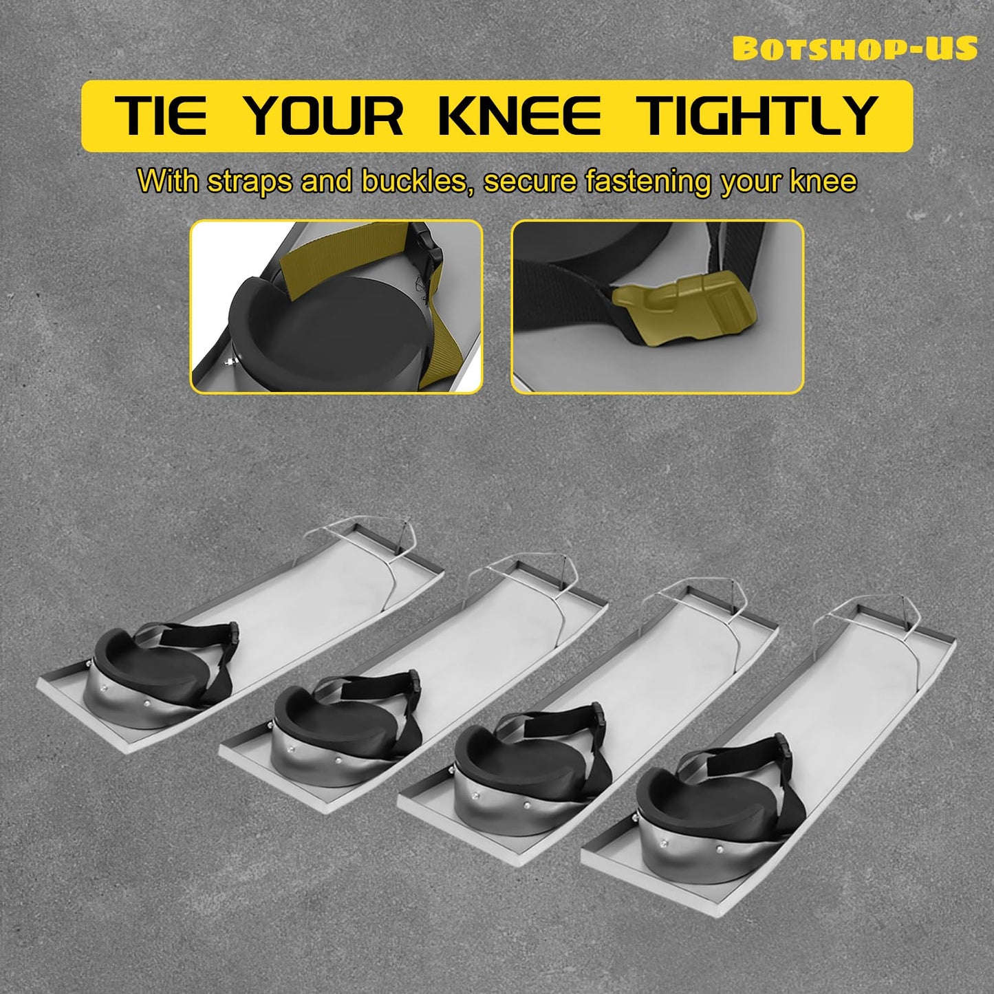 Gdrasuya10 2 Pairs Concrete Knee Boards 28'' x 8'' Slider Knee Boards Stainless Steel Kneedboards Cement Pair Moving Sliders w/Concrete Knee Pad & Board Strap (28"x8"/2Pcs)