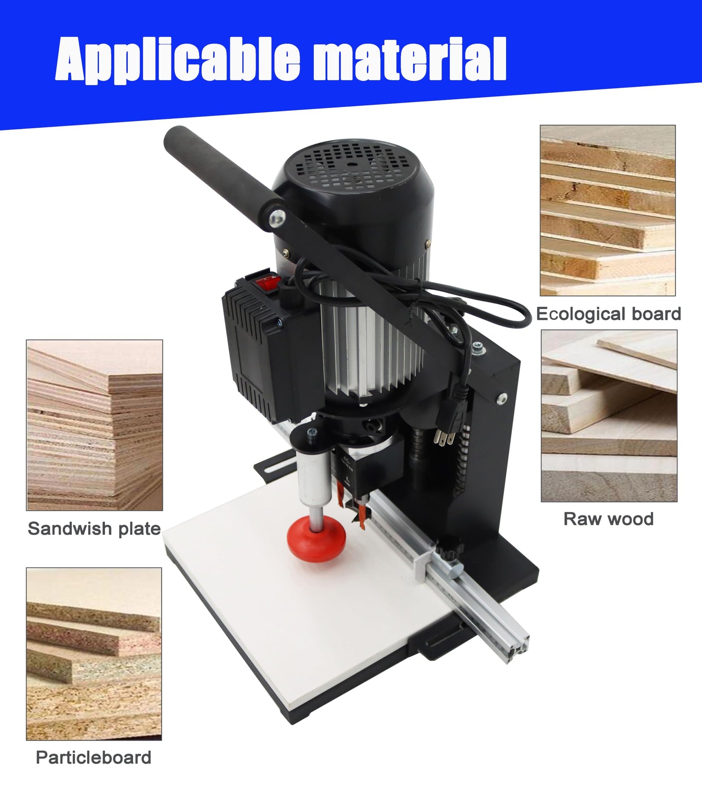 TECHTONGDA Electric Hinge Drilling Machine Portable Puncher Hand Held Drill Equipment Woodworking Hole Depth 0-40mm 48-6