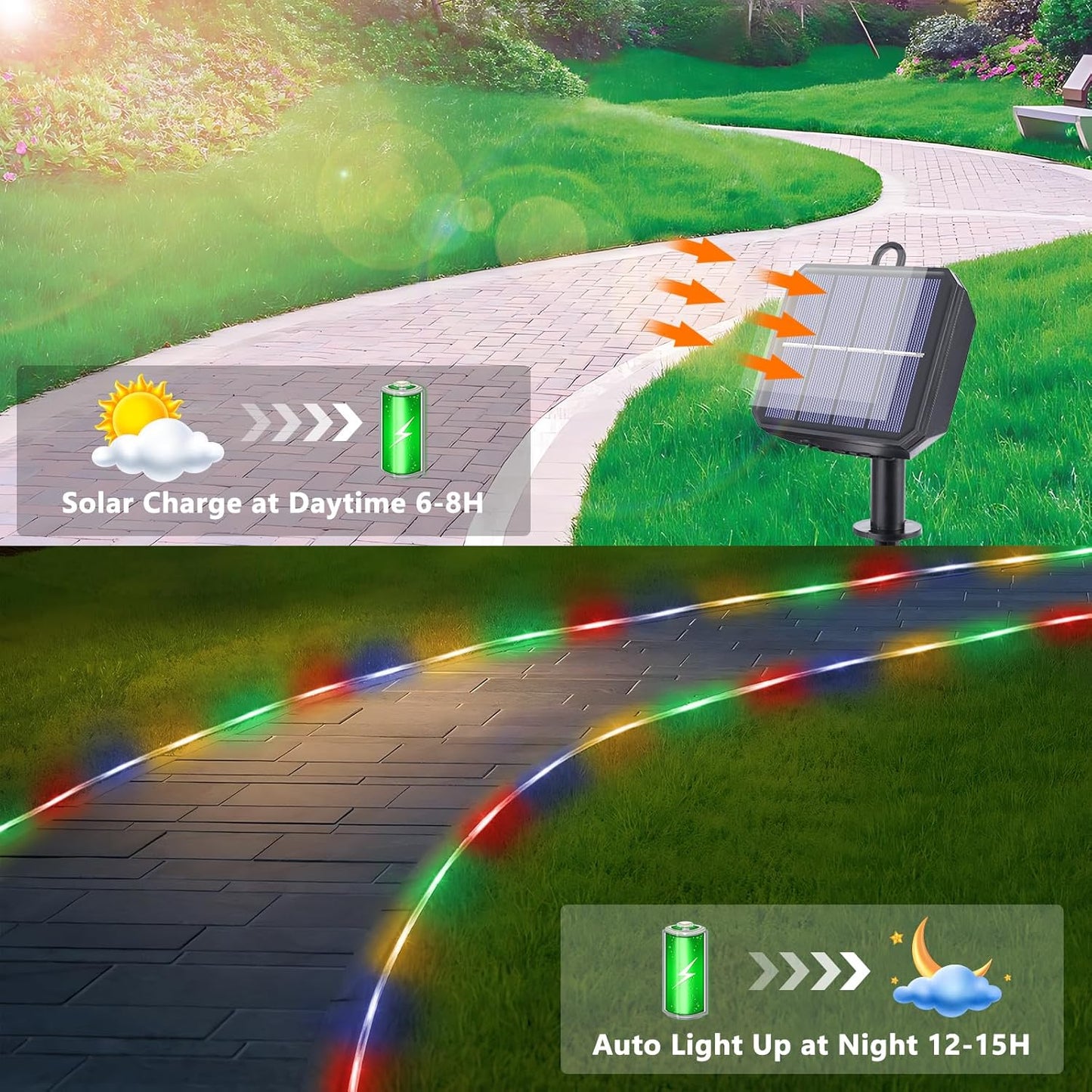 Solar Rope Lights by [Brand Name] | 132ft 400LED Waterproof Outdoor String Lights - 8 Modes for Garden & Patio Decor