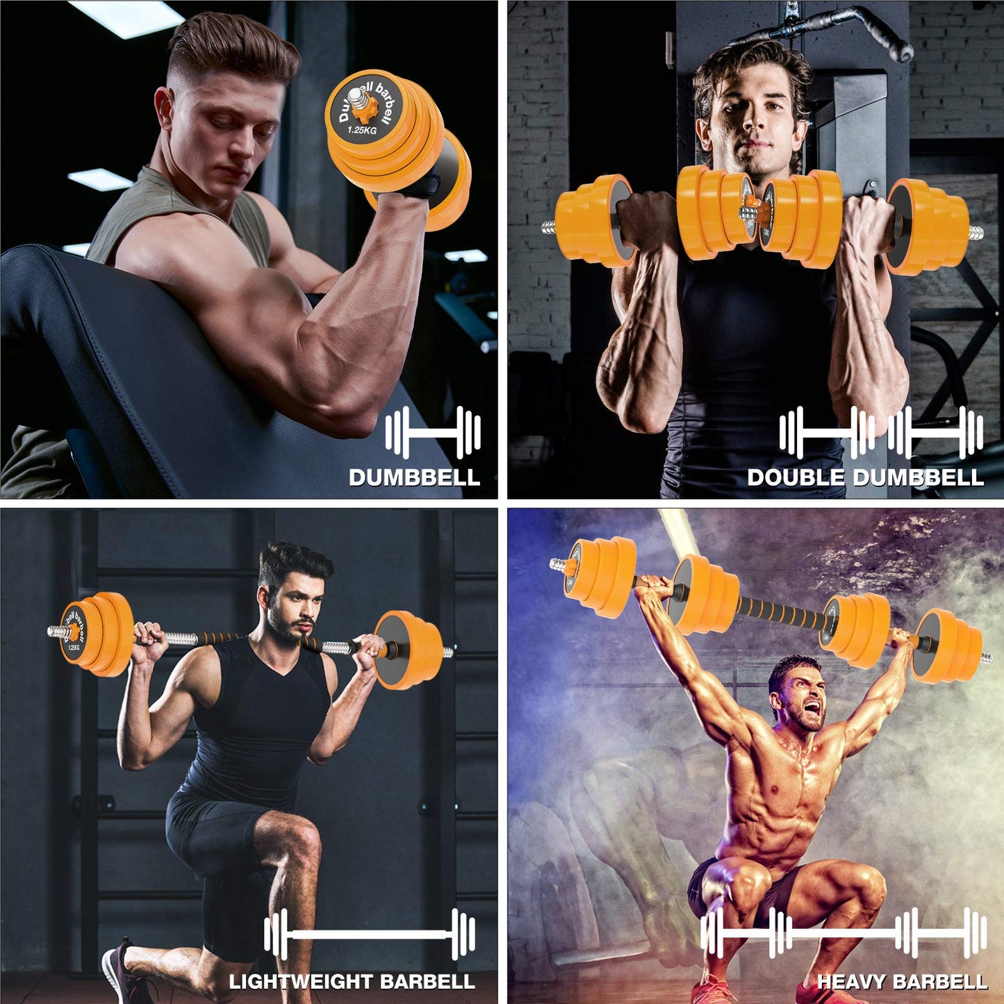 Gruper Adjustable Dumbbells Barbell Set of 2, UP to 44/66 /88 lbs Free Weight Set with Steel Connector, 3 in 1 Dumbbell Barbells Set for Home Gym Fitness Exercises for Men/Women (66.00)