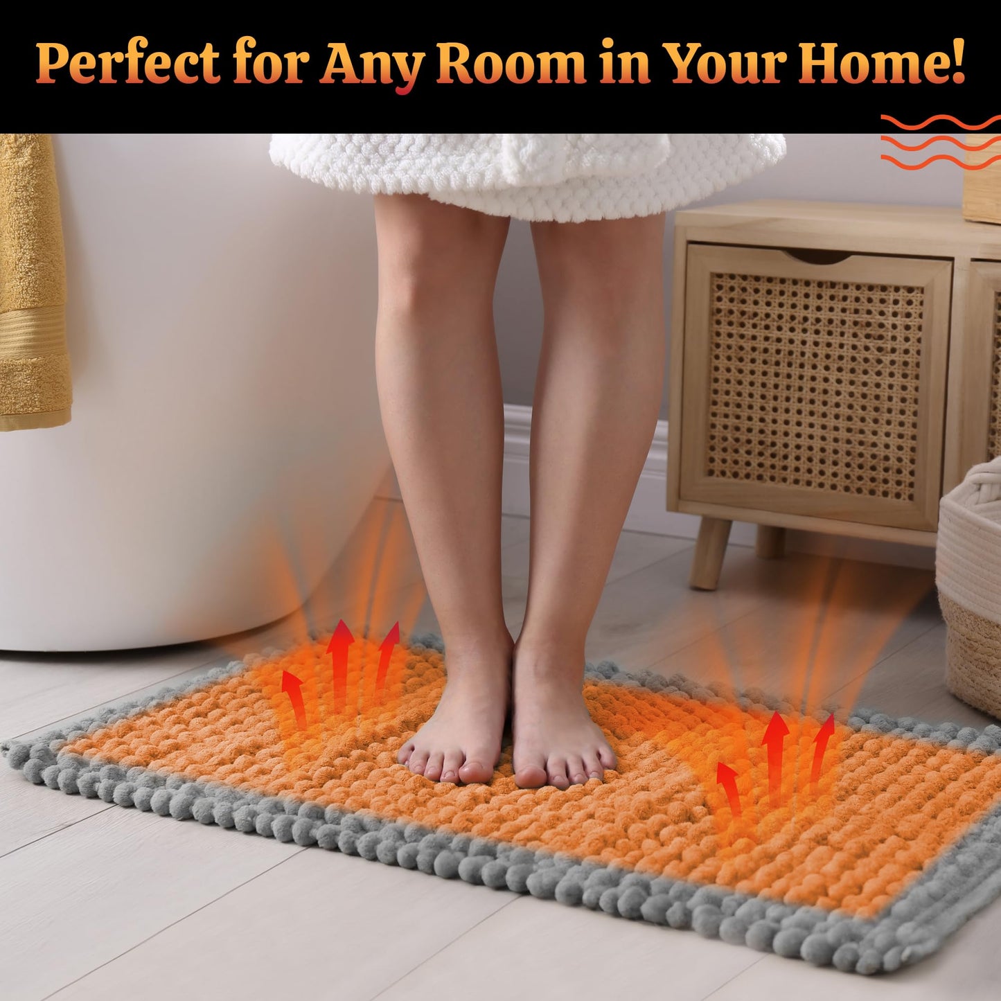 RugHeat Portable Heated Floor Mat, Medium (34x58 inches) Fits Under a 3' x 5' Rug - Under-Rug Pad for Heated Rug, Electric Radiant Floor Heater for Area Rugs, Heating Mat Under Office Desk or Table