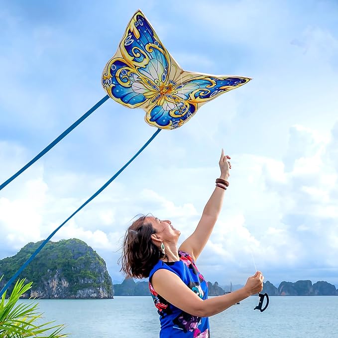 Xida Butterfly Kite for Kids & Adults, Easy to Fly, Ages 4-8, Large Kite with 300ft Handle, Perfect for Beach Trips