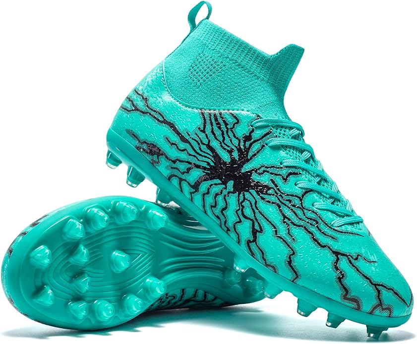Kids Soccer Cleats Boys Girls Training Football Cleats Youth High-top Soccer Shoes for Little/Big Professional Athletic Outdoor Football Shoes