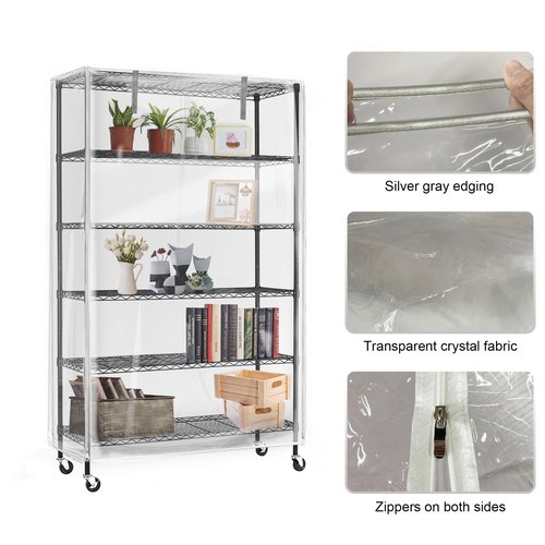 IndigoTempest9 Heavy Duty Wire Rack Cover – Transparent PVC, Waterproof, Dustproof, Full Visibility, 48 x 18 x 72 inches, Cover Only