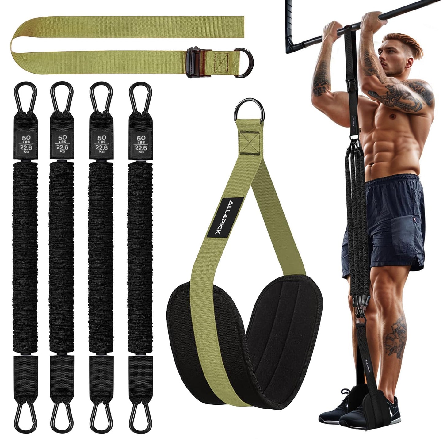 Pull Up Assistance Bands, Adjustable Heavy Duty Assisted Bands for Pull Ups Green