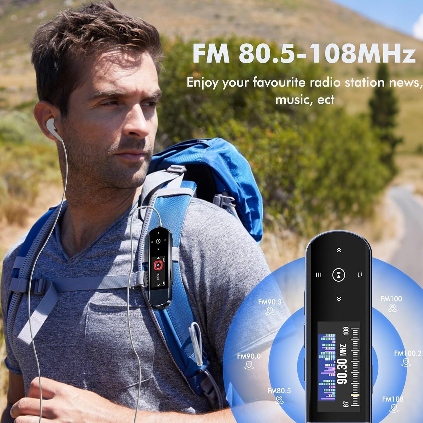 RUIZU 64GB MP3 5.3, MP3 USB Player with Bluetooth Clip Jam Portable Music Player for Sports Running, USB Player Stick