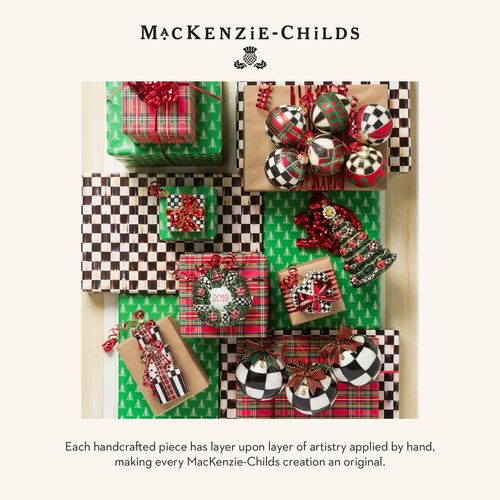 MACKENZIE-CHILDS Set of 6 Glass Ornaments, Christmas Tree Decorations Set, Tartan