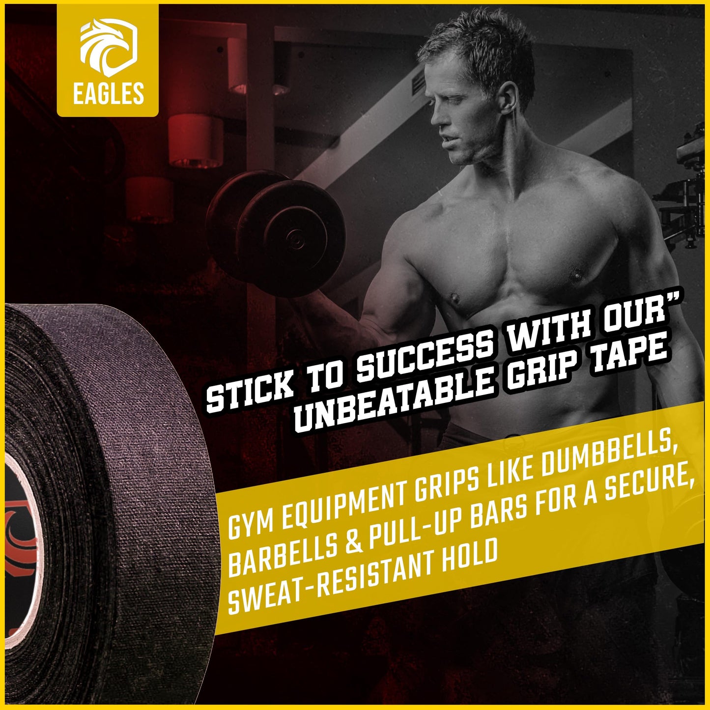 Hockey Tape Black 1inch Grip Tape 2 Roll Athletic Sports Tape Water-Resistan Multipurpose Cloth Tape for Lacrosse Baseball & Softball Bats, Pullup Bars, Sports Gift Wrist Ankle Foot Gymnastics Bar