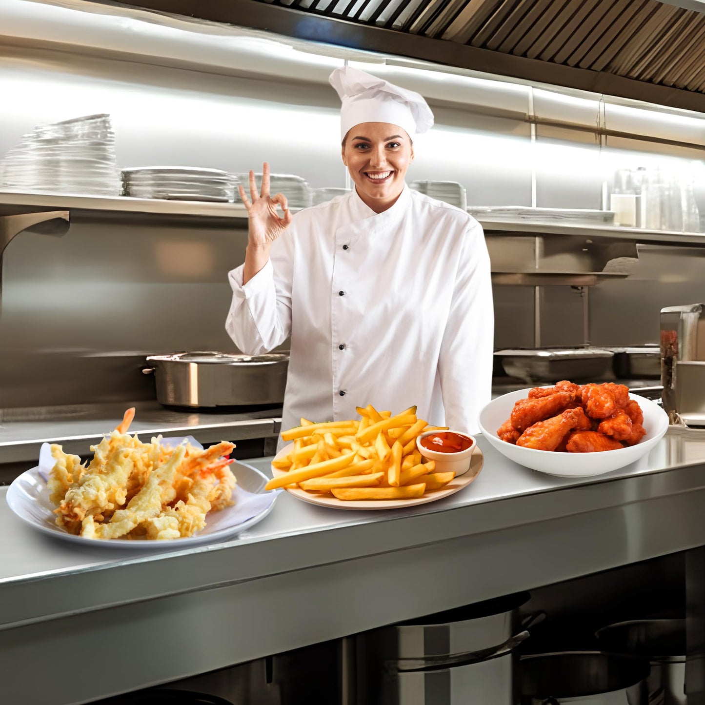 PULLAFUN Commercial Deep Fryer Countertop Stainless Steel 11L Electric Deep Fryer with Temperature Control Single Large Tank French Fries Restaurant Home Kitchen