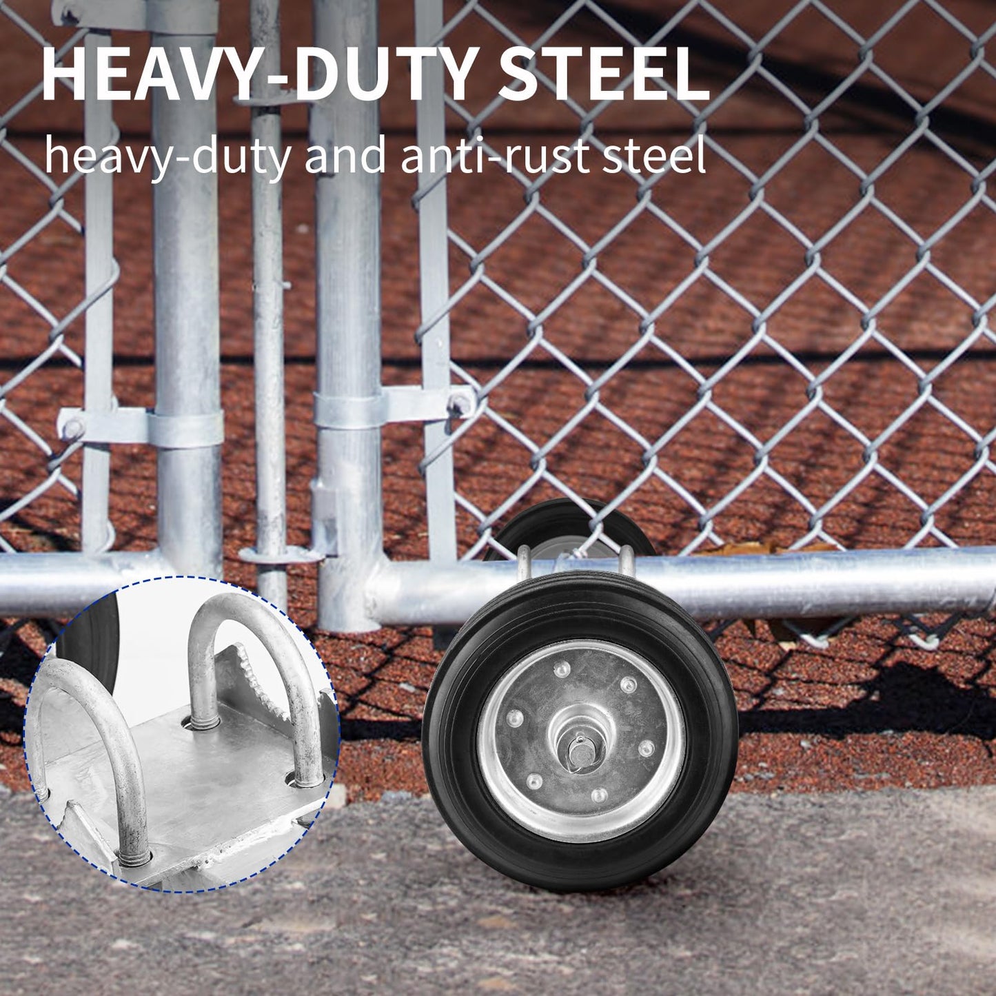 Adjustable Sliding Gate Wheel, 8" Tensioner Set With Mounting Bracket and U-Bolts - Premium Accessory for Smooth Operation, Rubber Wheels for Metal Tube and Driveway Gates