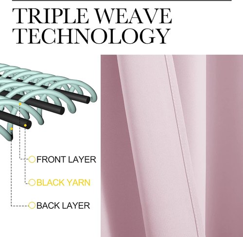 NICETOWN Blackout Curtains - Baby Pink Thermal Insulated Drapes for Large Windows | 102" Length, 2 Panels, 55" Wide
