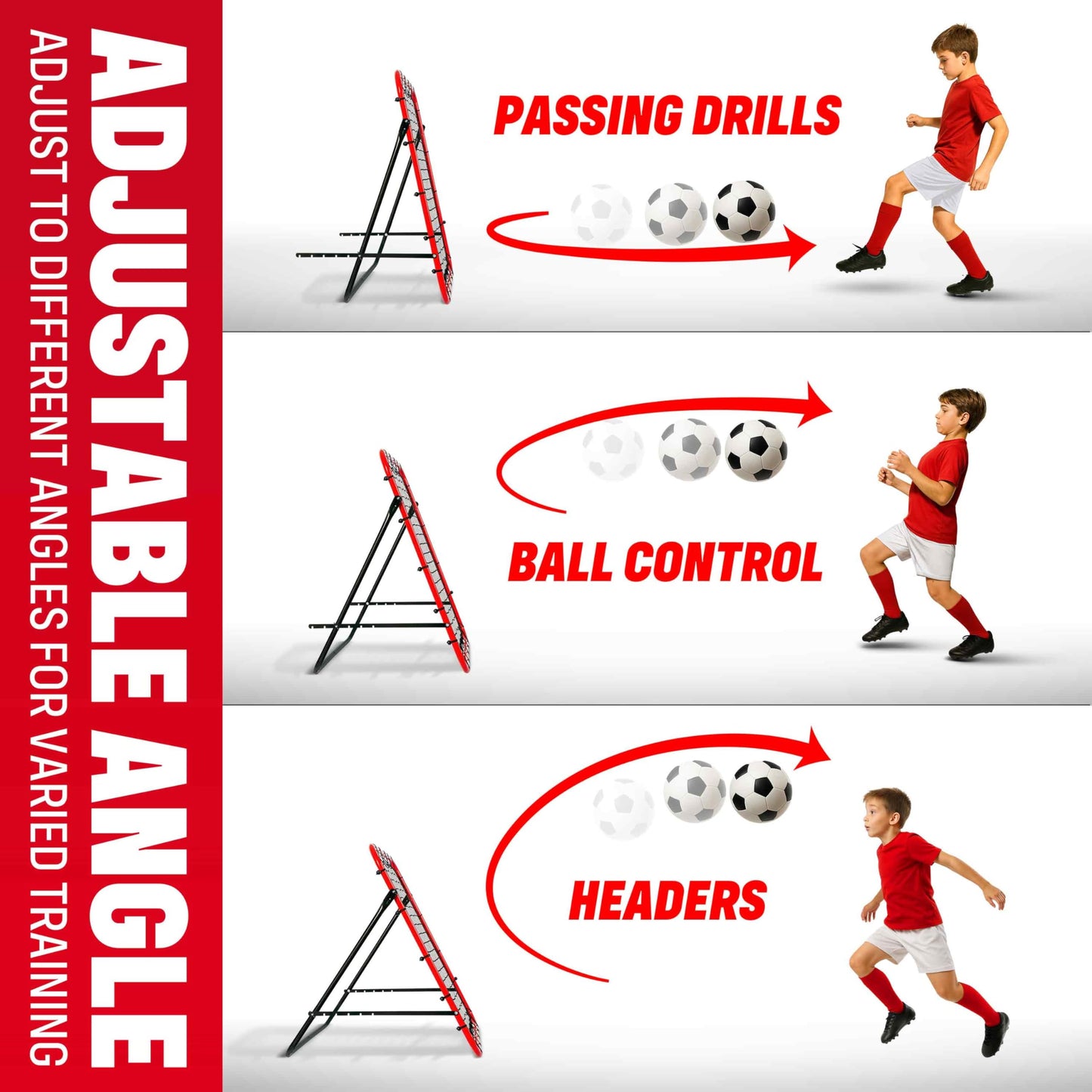 Soccer Rebounder Kickback Football Rebound Net (Adjustable Angle) Portable Easy Setup