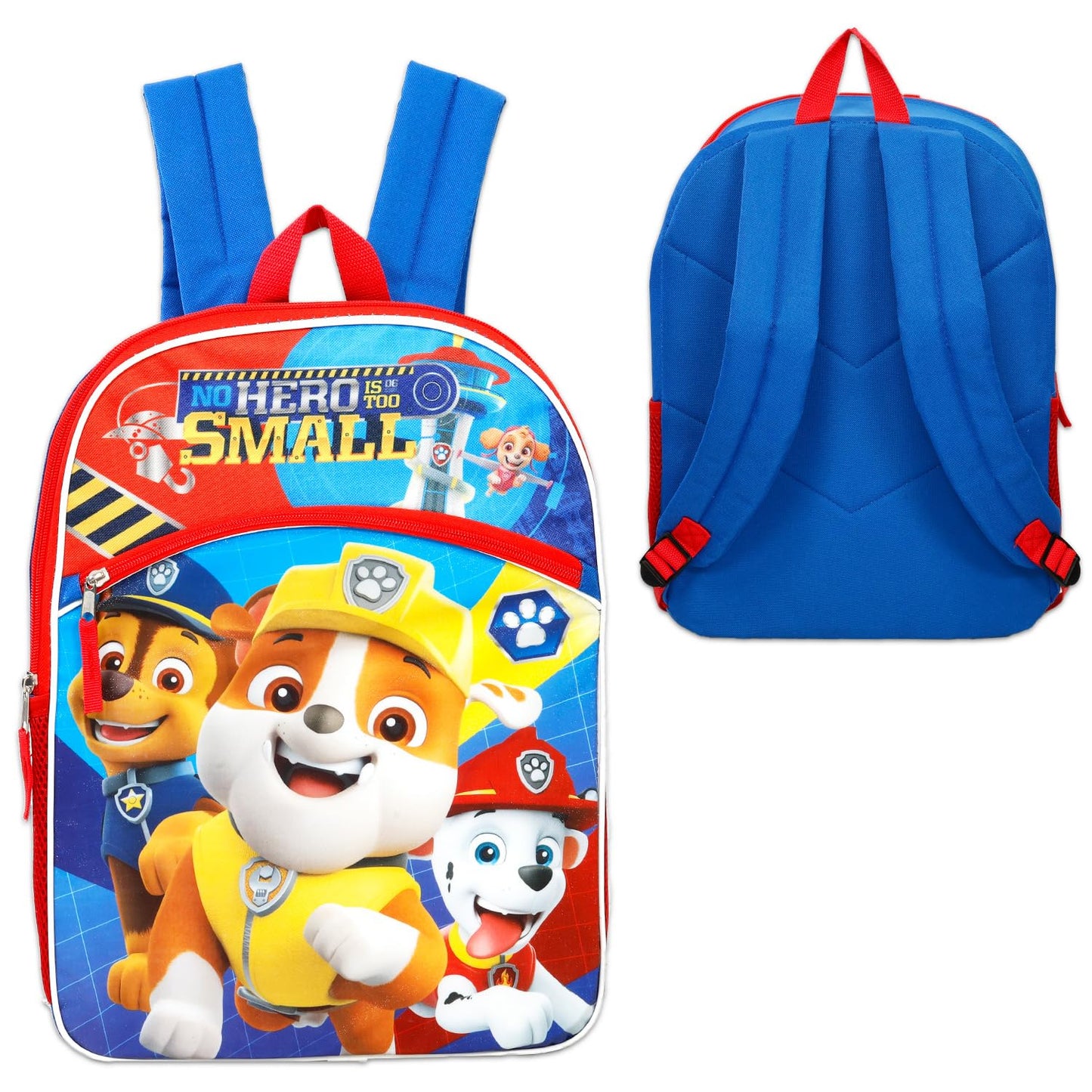 Paw Patrol Backpack and Lunch Box Set - Bundle with 16" School Backpack, Lunch Bag, Tattoos, Water Bottle, More | Paw Patrol School Bag for Kids, Boys, Girls