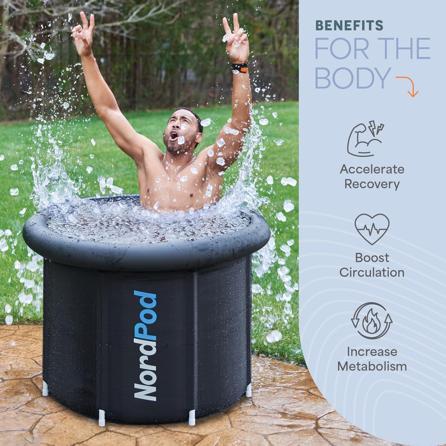LifePro NordPod Recovery Ice Tub – Portable Cold Plunge Tub for Ice Bath Recovery & Cold Water Therapy – Ice Bath Tub for Athletes – Indoor/Outdoor Cold Plunge Tub Outdoor with All-Weather Lid