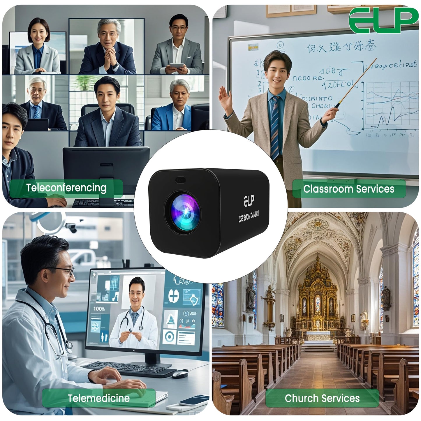 ELP 21X Zoom 4K 30fps USB Camera 1080P 60fps HDMI USB Webcam Autofocus Manual Focus PC Web Cam H.265 H.264 High Speed Web_Camera for Church Streaming Video Conference (21X Zoom)
