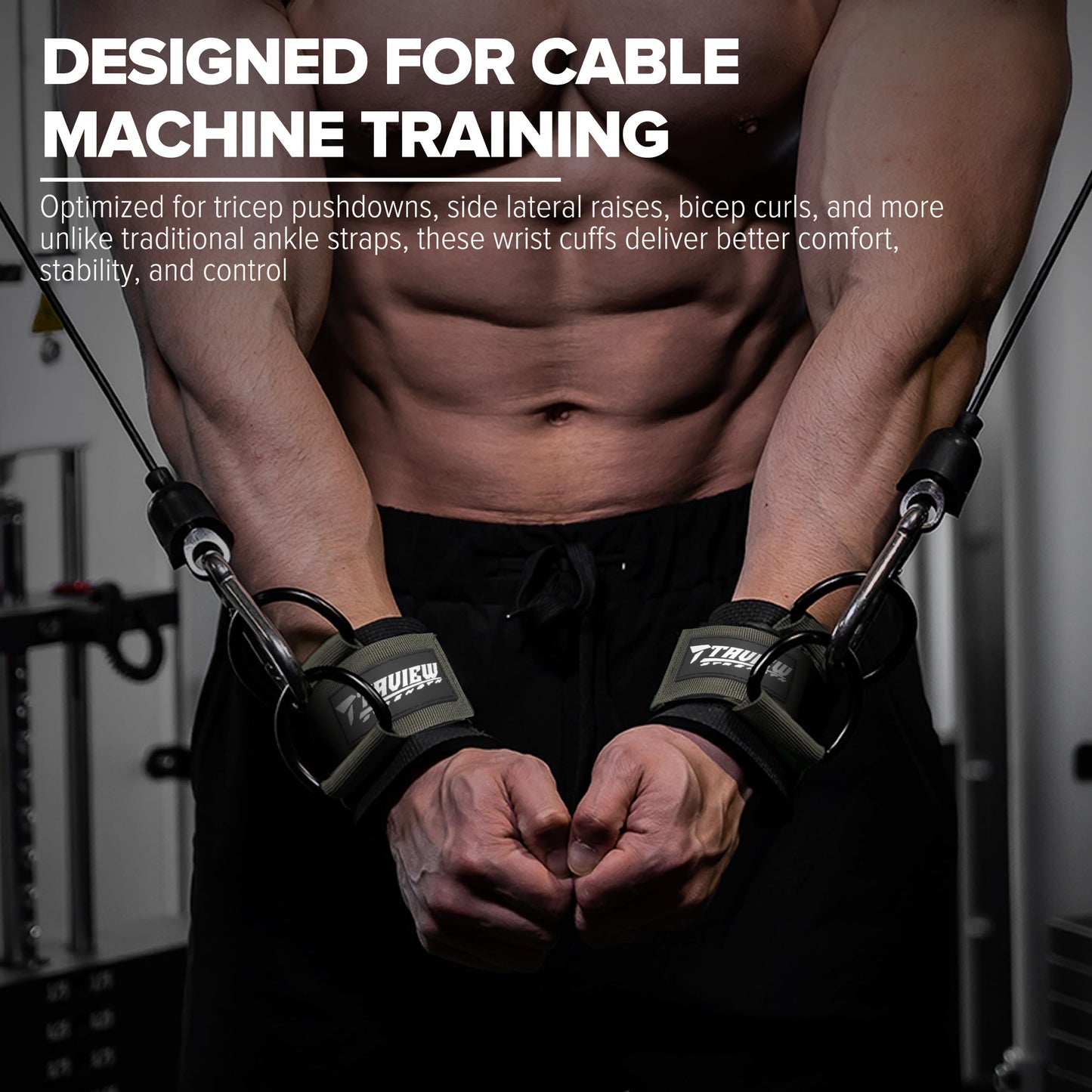 Cable Machine Wrist Cuffs D-Ring Straps – Adjustable Padded Wrist Support for Men & Women, Gym Wrist Cuffs for Cable Workout & Resistance Bands (Green)