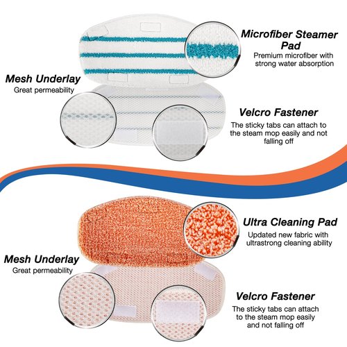 MXZONE 8 Pack Steam Mop Replacement Pads Compatible with PurSteam Steam Mop Cleaner 10-in-1, 4 Upgraded Ultra Cleaning Pads and 4 Microfiber Steamer Washable Reusable Pads Replacement