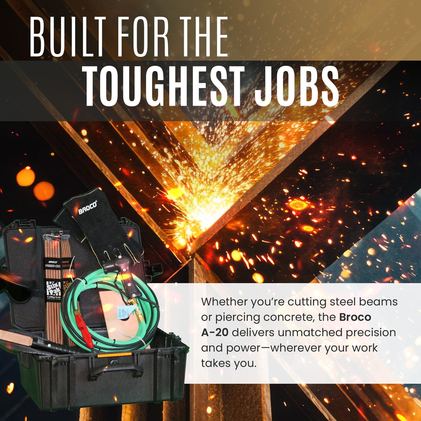 Industrial A-20 Exothermic Portable Cutting Torch Kit - Only Needs Oxygen, Safety Gear Included
