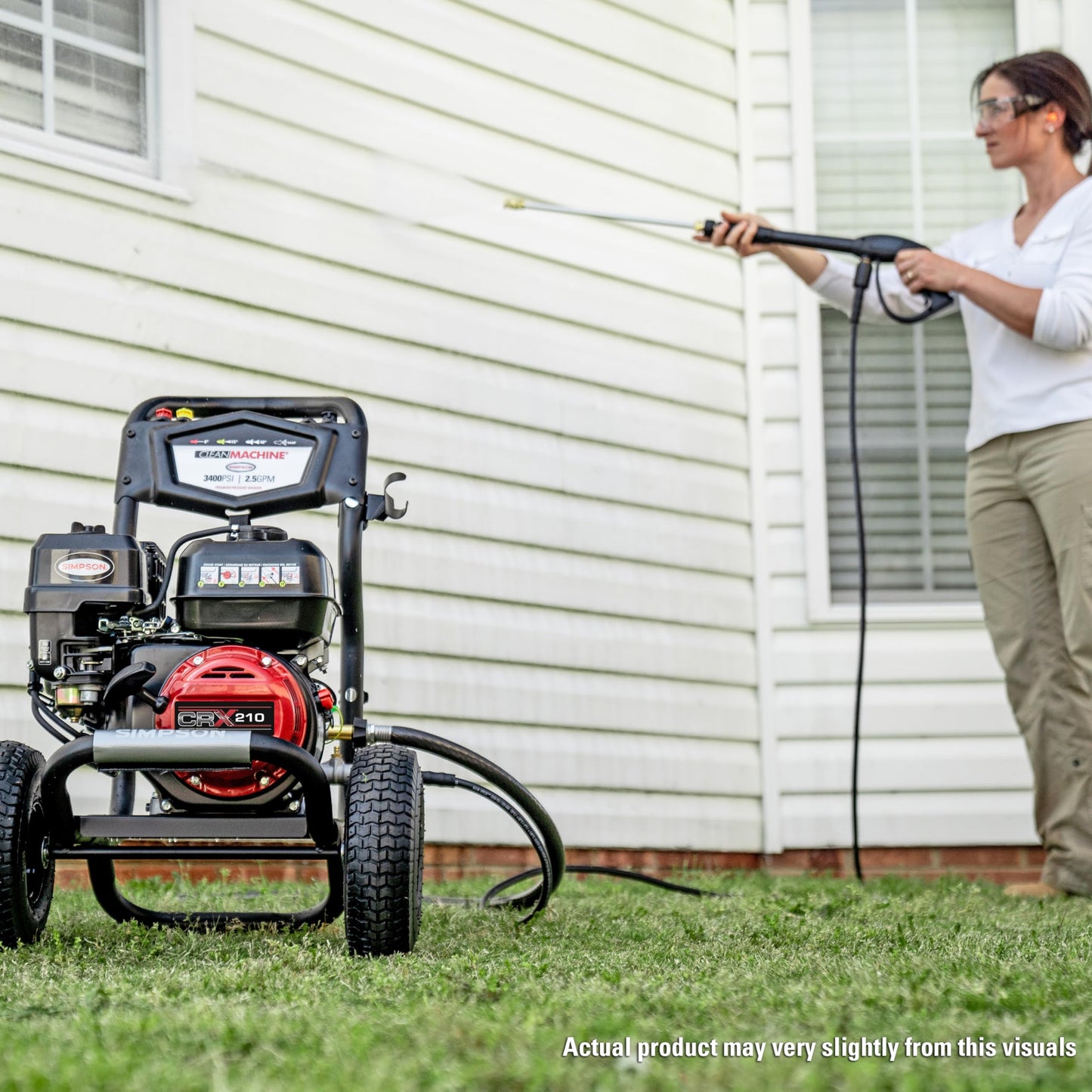 Simpson 3400 PSI Gas Pressure Washer, 2.5 GPM Residential Power Washer, Cold Water, 25' Hose, Clean Machine, 49-State Compliant (CM61083)