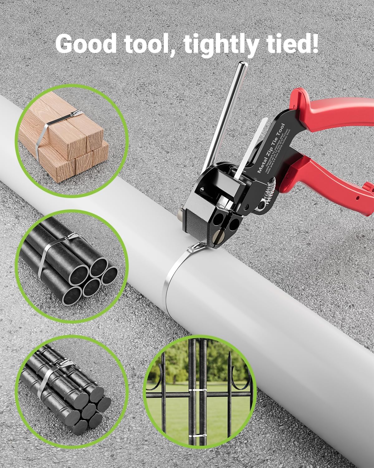 100 11.8 Inch 304 Metal Zip Tie Tool with PCS Stainless Steel Zip Ties, Heavy Duty Zip Tie Cutter and Tighter