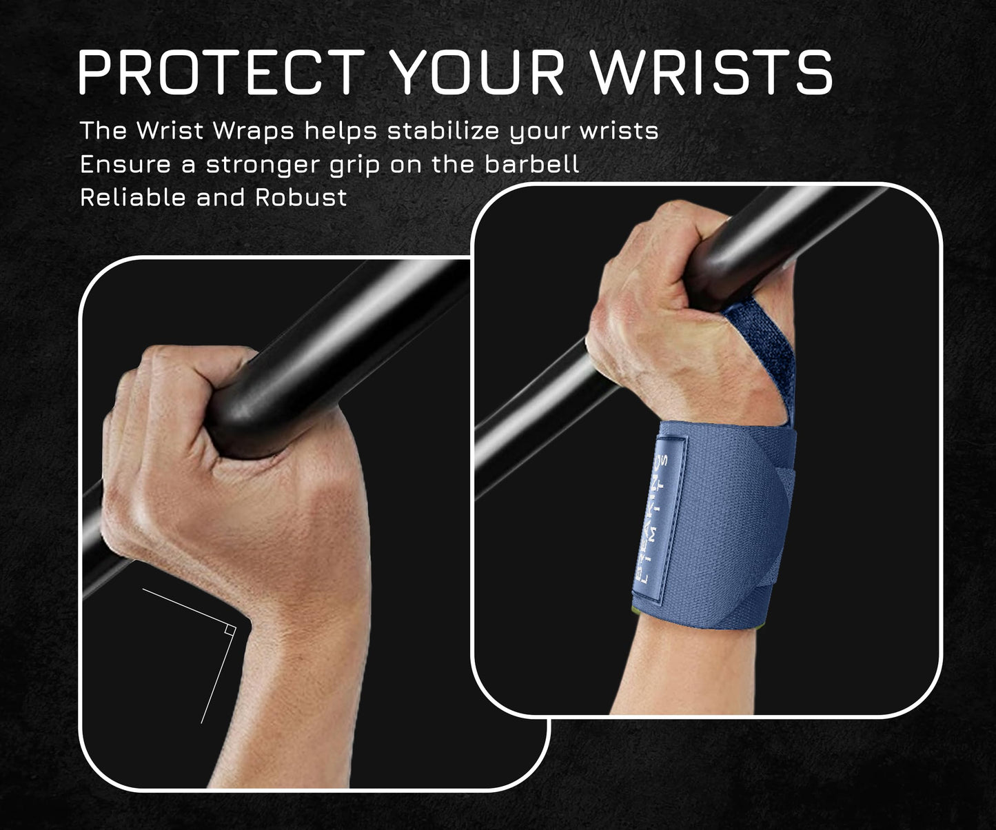 Breaking Limits Gym Straps Weight Lifting Wrist Wraps Bundle – Workout Lifting Straps for Deadlift – Wrist Straps for Weightlifting Men & Women - Muñequeras Para Gym (Navy Blue)