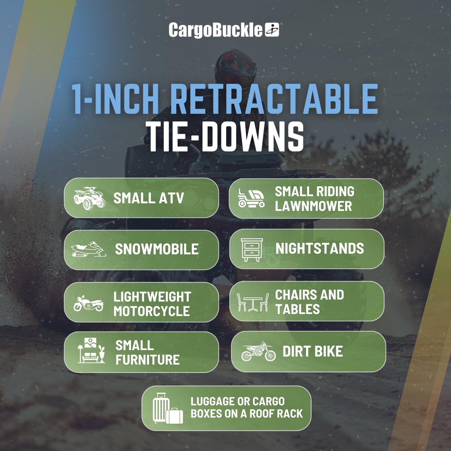 CargoBuckle Trailcase Deluxe Retractable Ratchet Straps, Tie-Down Ratcheting System: Includes 4 Straps, 4 Soft Loop Hook Converters & Weatherproof Case, for Loads Up to 5,600 lbs (1-Inch)