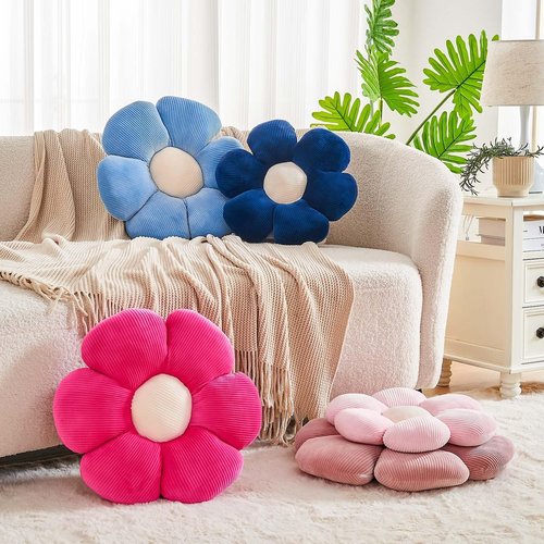 Kcvvcr Dusty Pink Flower Pillow, 14.9" Cute Flower Shaped Floor Pillow, Aesthetic Floral Plush Daisy Decorative Throw Pillows for Bed Sofa Couch