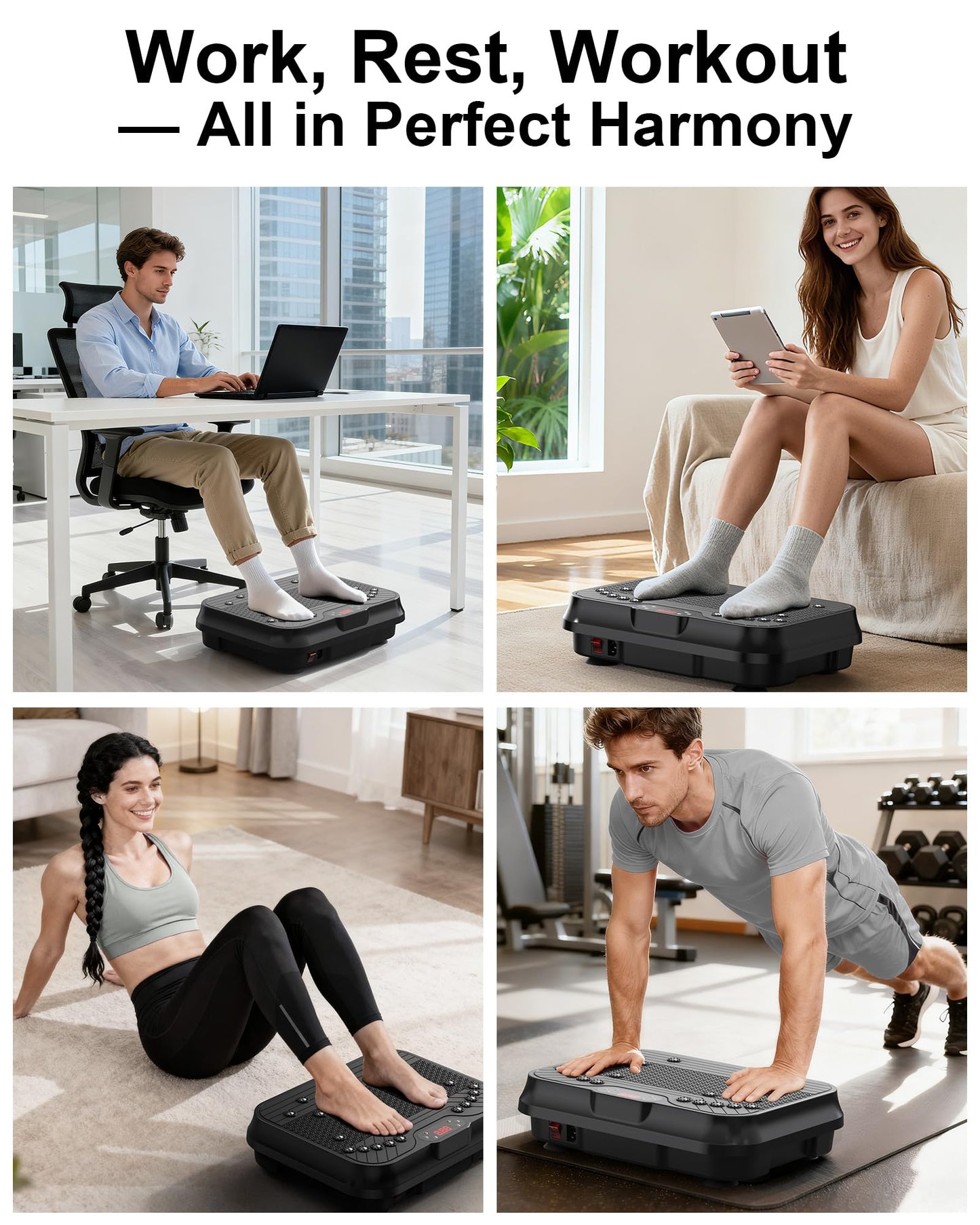 Vibration Plate Exercise Machine, Shake Plate, Vibration Plate for Lymphatic Drainage & Weight Loss, 250 Speed Levels, 400 Lbs Capacity Whole Body Vibrating Plate Workout with Fitness Resistance Band