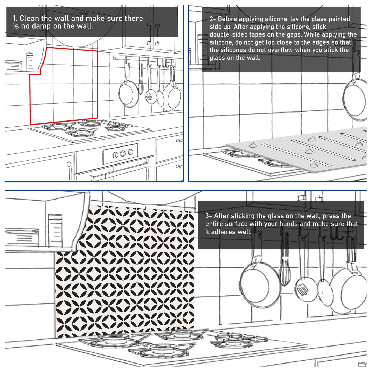 Tempered Glass Kitchen Backsplash, Stove Back Cover, Stove Splashback, Cutting Board, Kitchen Sink Splash Guard, Home Wall Decor (30x16'')