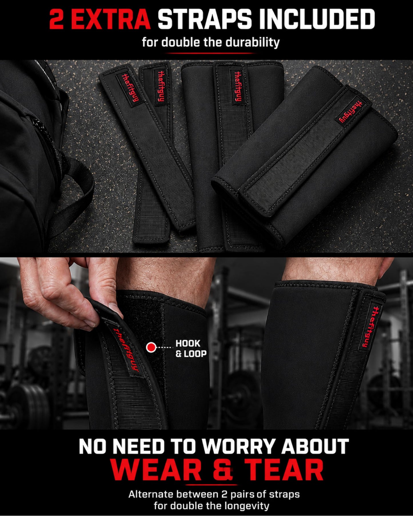 THEFITGUY Ultra Weightlifting Shin Guards | 10mm Shock-Absorbing Front Projection | Detachable Straps | Easy On-Off | 2 Extra Straps Included | For Deadlifts, Snatches, Cleans, Cross-Training and More