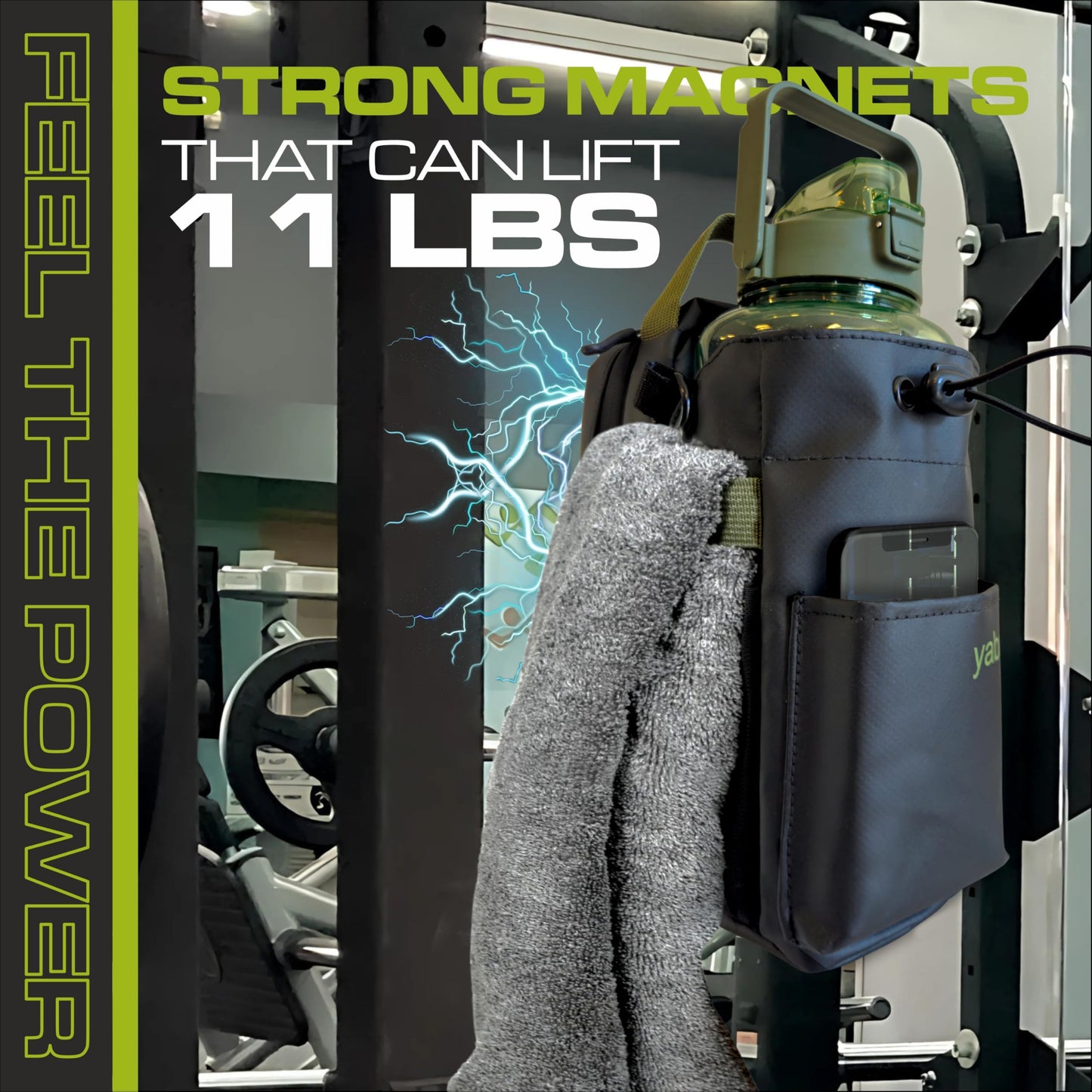 YABZ Strong Magnetic Gym Bag - Magnetic Gym Water Bottle Bag for Men and Women, High Load Capacity, Sports Gifts, Waterproof Material, Titanmag, Water Bottle Holder for Travel, Sports, Work