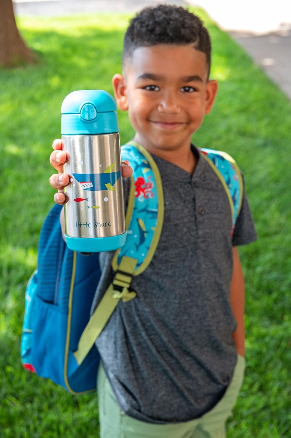 Stephen Joseph Insulated Water Bottle - Double Wall Stainless Steel, BPA-Free, 11.8 Oz, Zoo Design