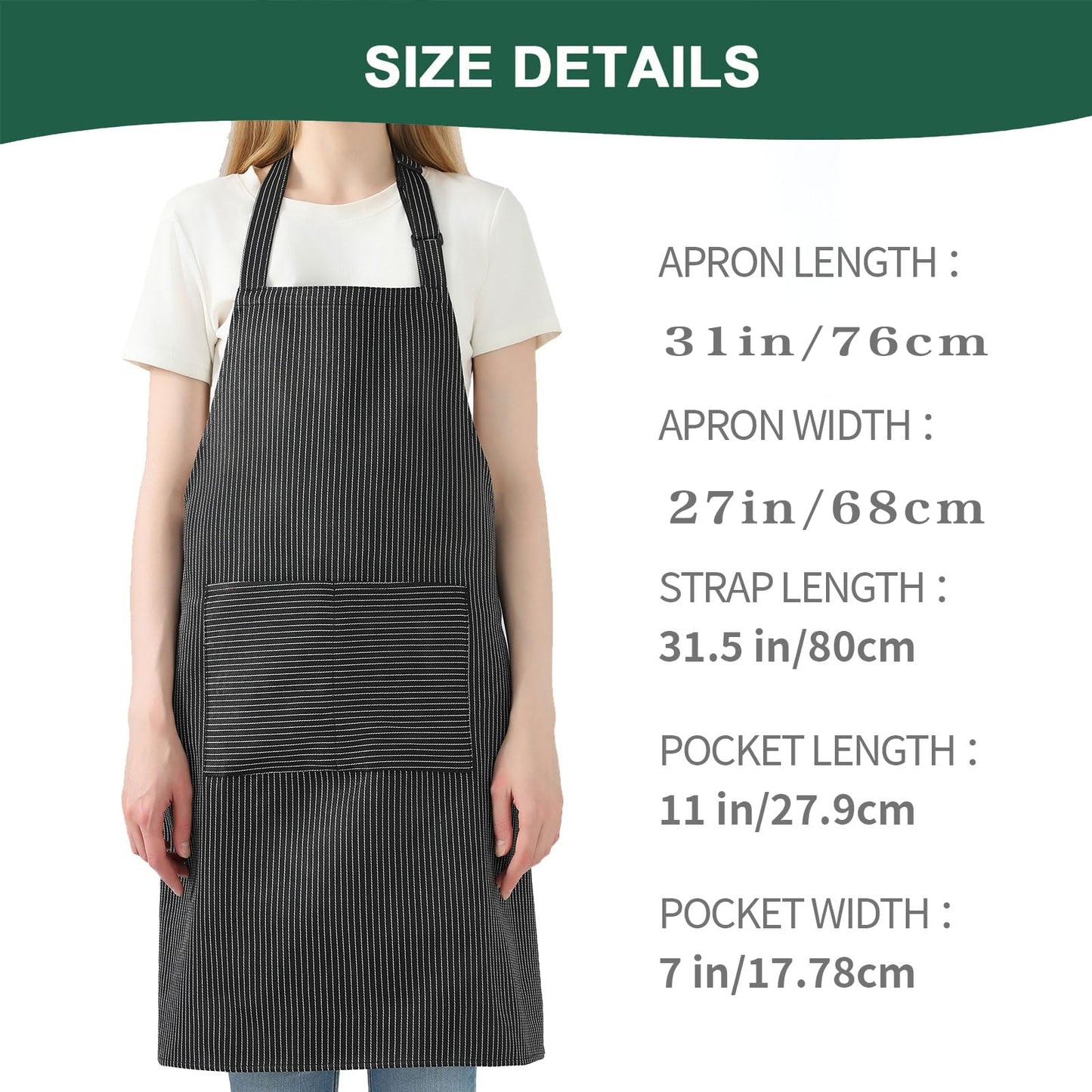 juningxin Red polyester-cotton blend apron, adjustable with 2 pockets, unisex, suitable for cooking and kitchen use (Red)