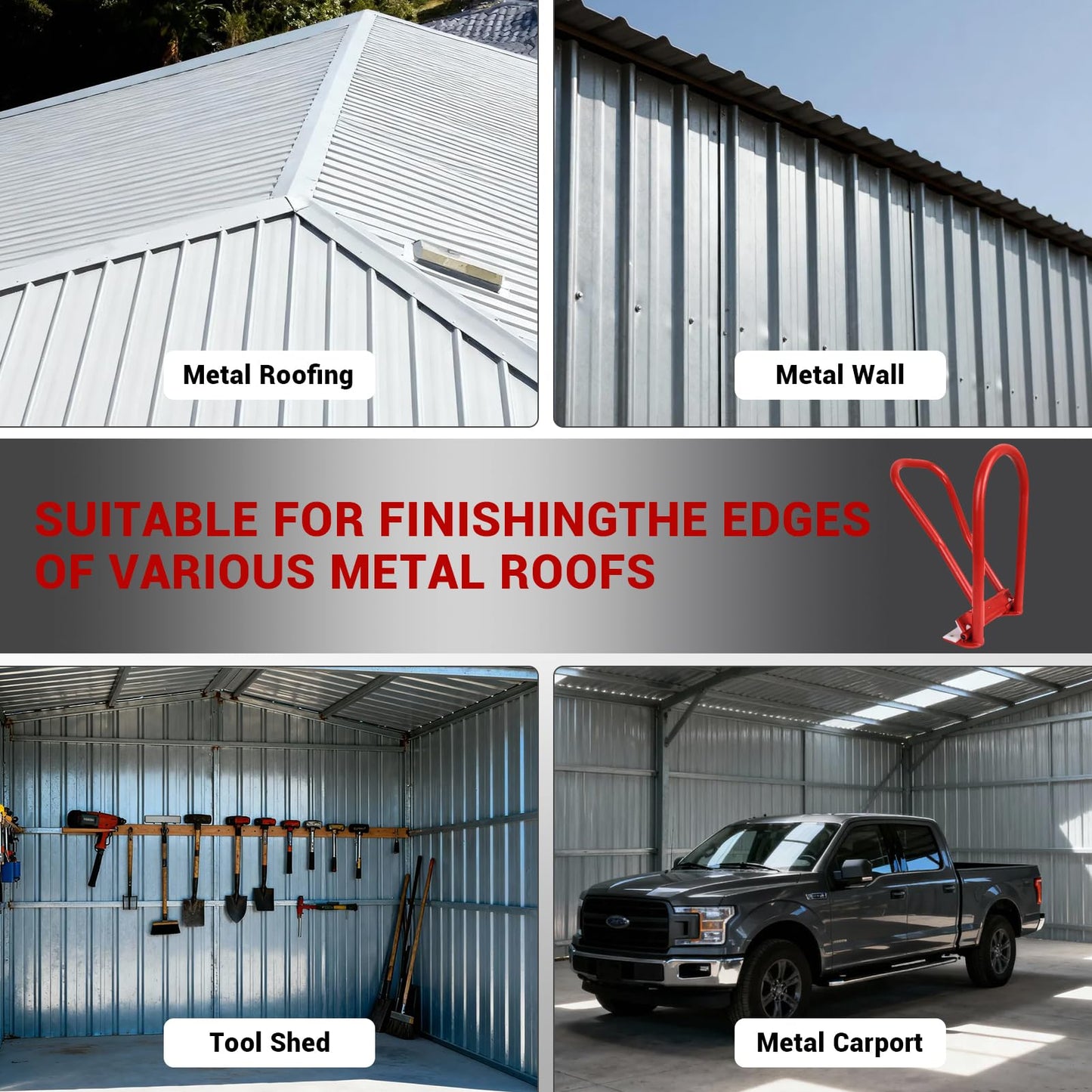 Standing Seam Roofing Tools HTSL25E2, Roof Eaves Seam Bender with PVC Insert, Metal Roofing Drip Edge Folding Tool for Roofer and Sheet Metal Worker, High-strength Metal Eaves Seam Locker(Red)