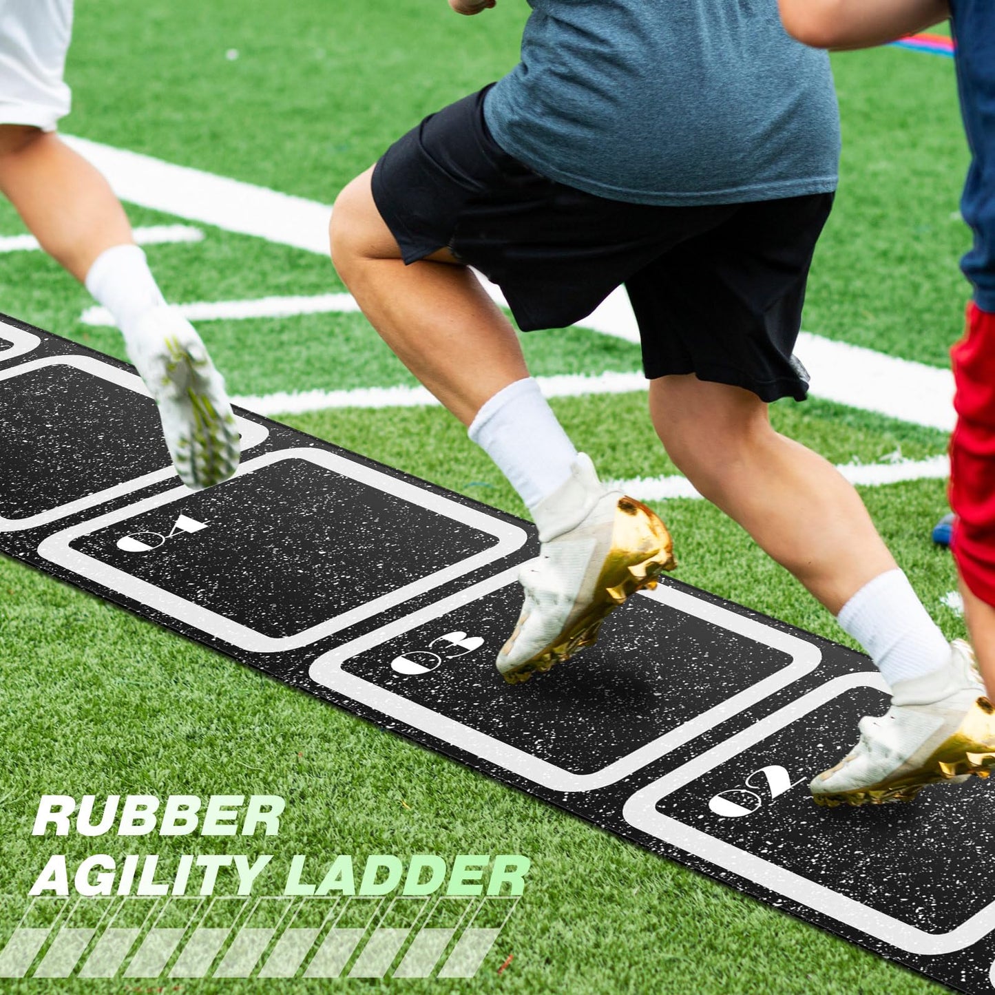 WinnerWhy 15 ft Rubber Agility Ladder Non-Slip Rubber Speed Agility Training Ladder Pad for Soccer Football Footwork Training Equipment for Fitness Boxing Sports Quick Exercise Gym Workout