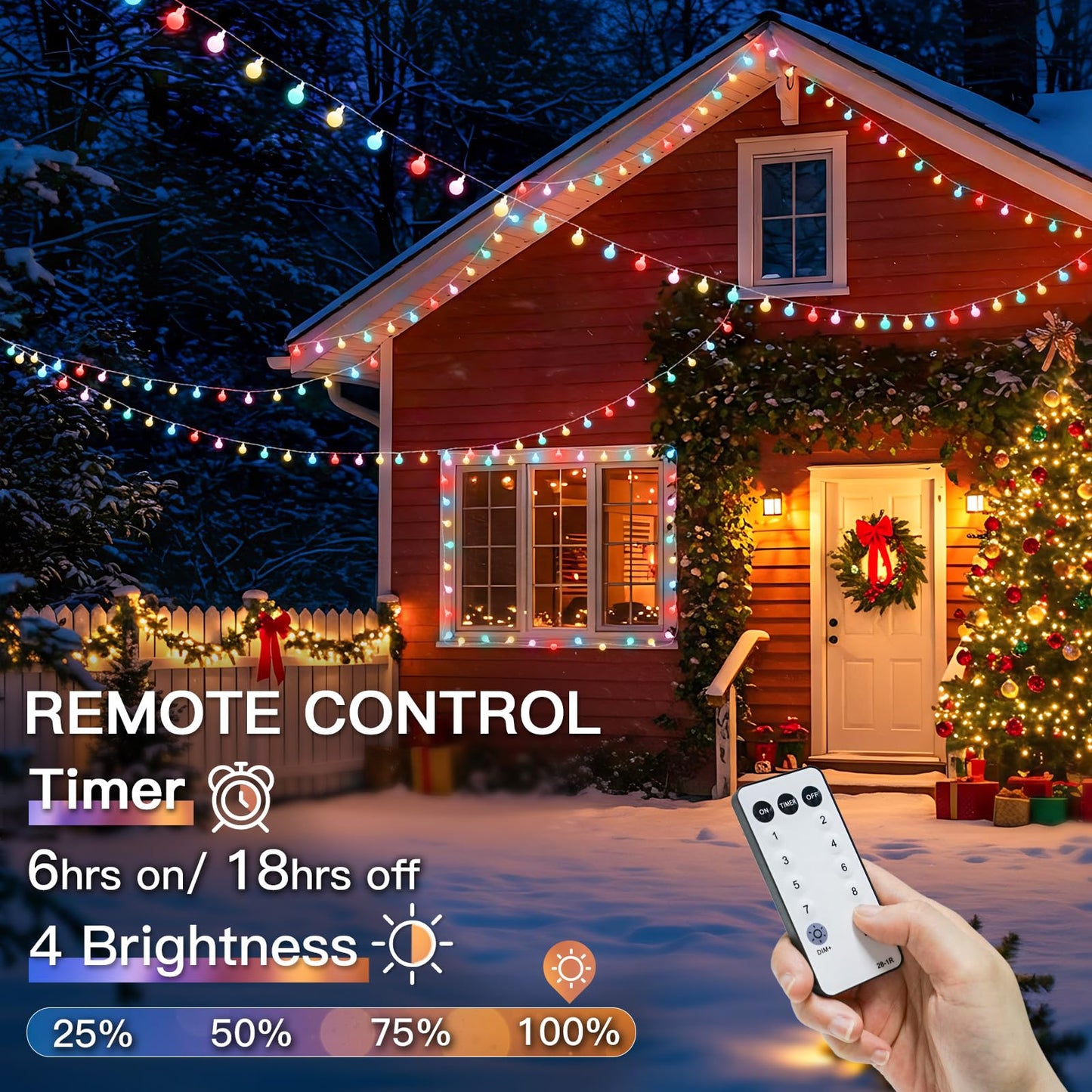 suddus 66ft 200 LED Connectable Globe String Lights, Multicolor, Indoor/Outdoor, with Timer, Model SD-200GMC1