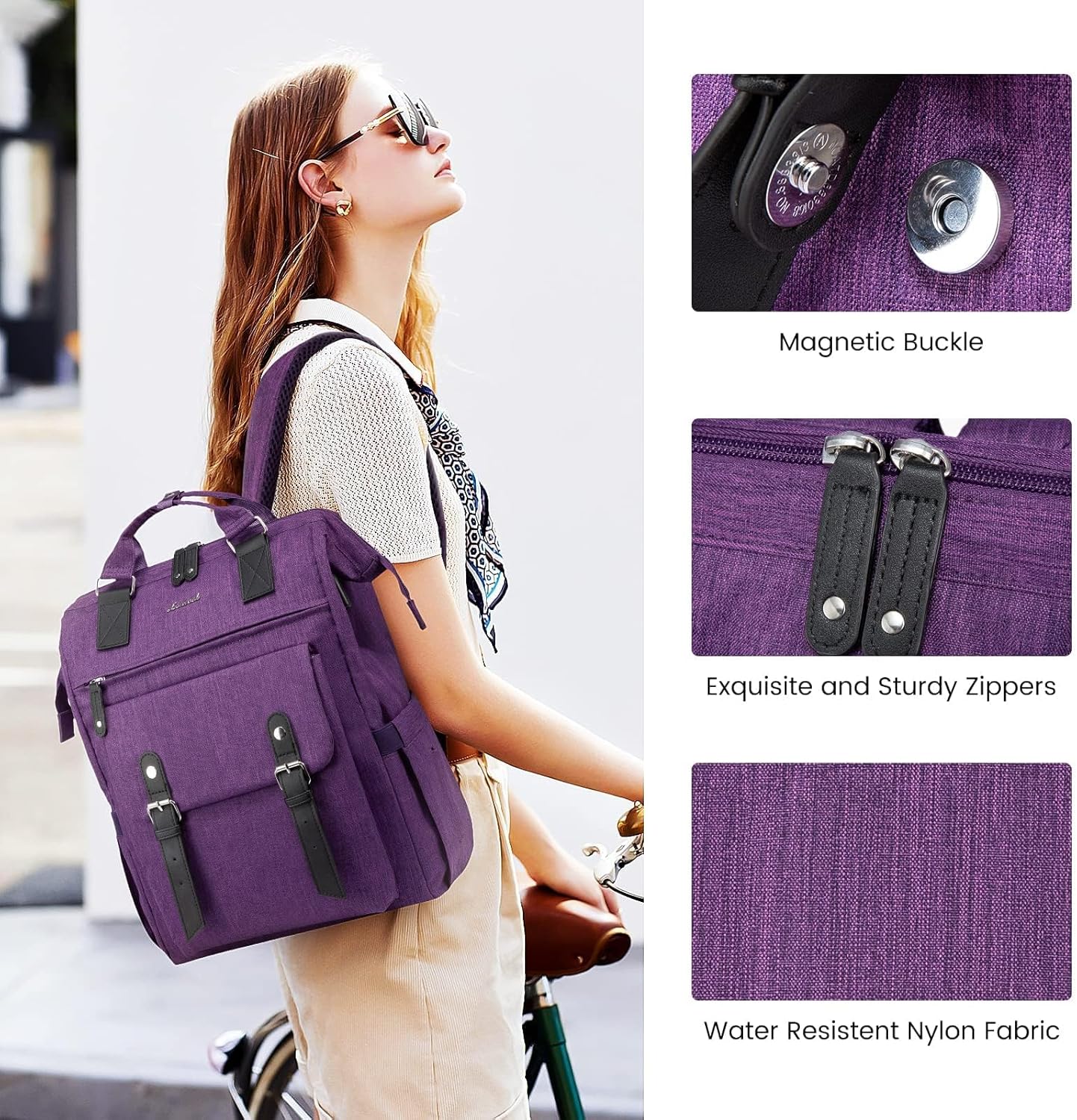 17 inch Backpack Backpacks LOVEVOOK Laptop for Women, Teacher Nurse Work Travel Purse,Computer Bag, Purple