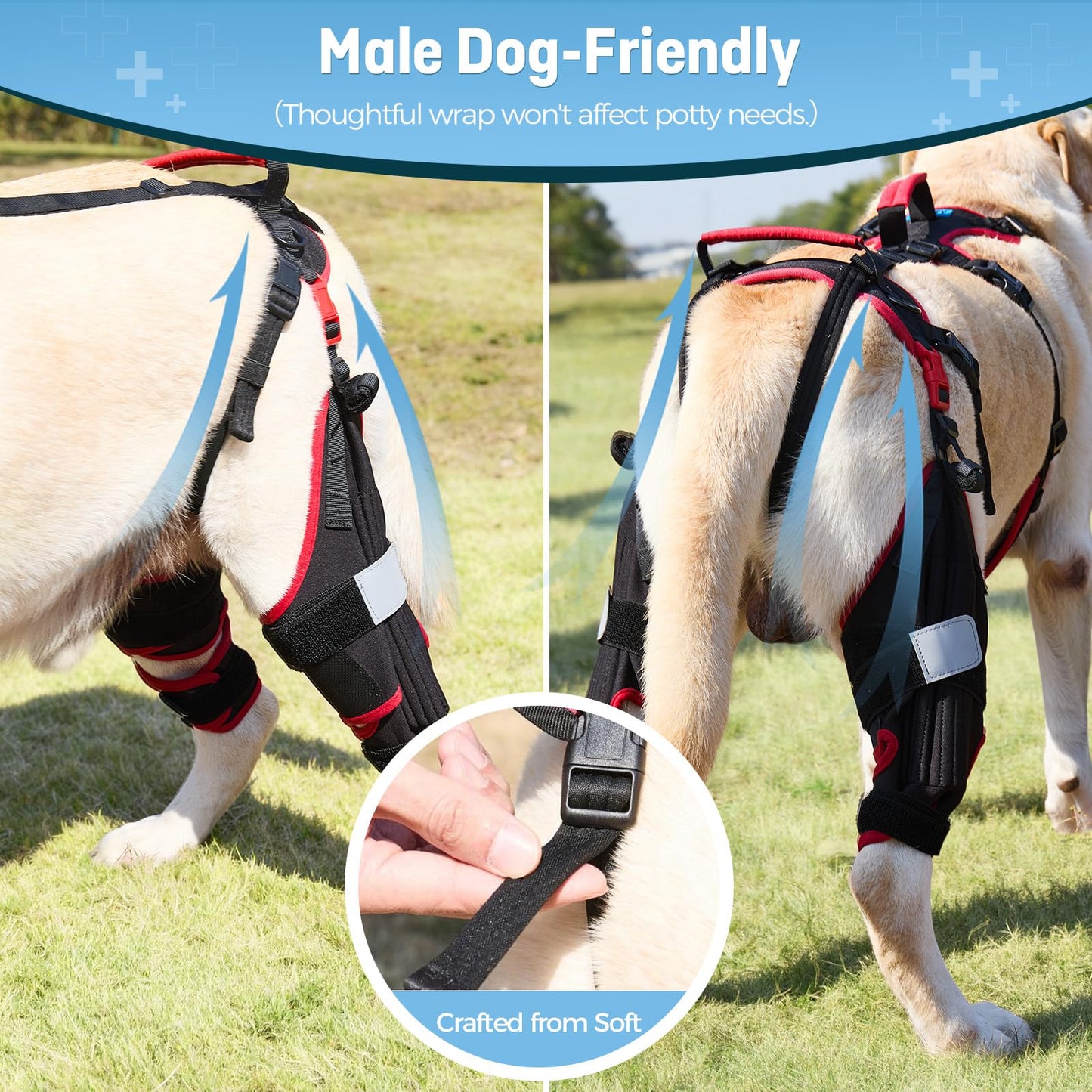 Lafoty Dog ACL CCL Knee Brace for Large Dogs, Set of 2 Hind Leg Braces with Handles & Shoulder Strap – Non-Slip Support for Injury, Arthritis & Post-Surgery Recovery, Black, Large
