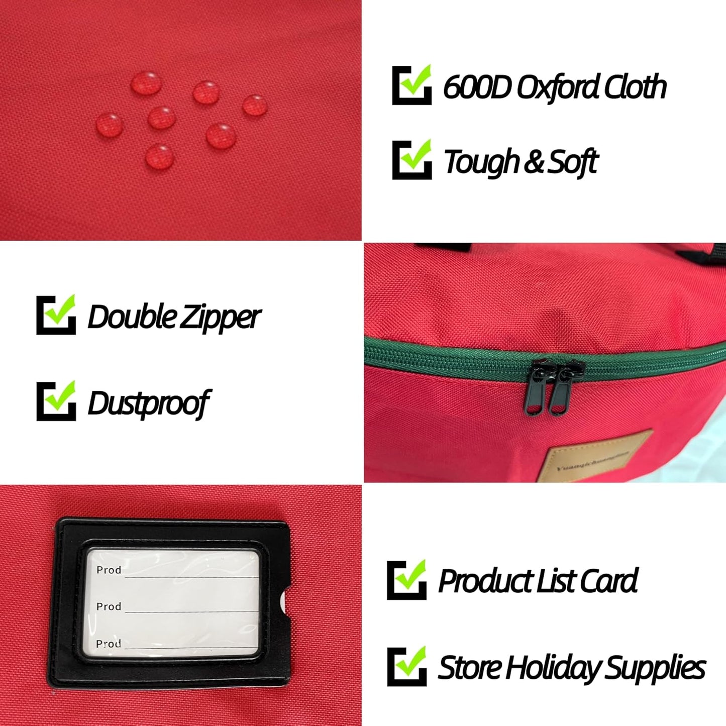 Skiennix Wreath Storage Container - Heavy Duty 600D Oxford Cloth | 24x12 Inch Red Double Bag for Holiday Wreaths