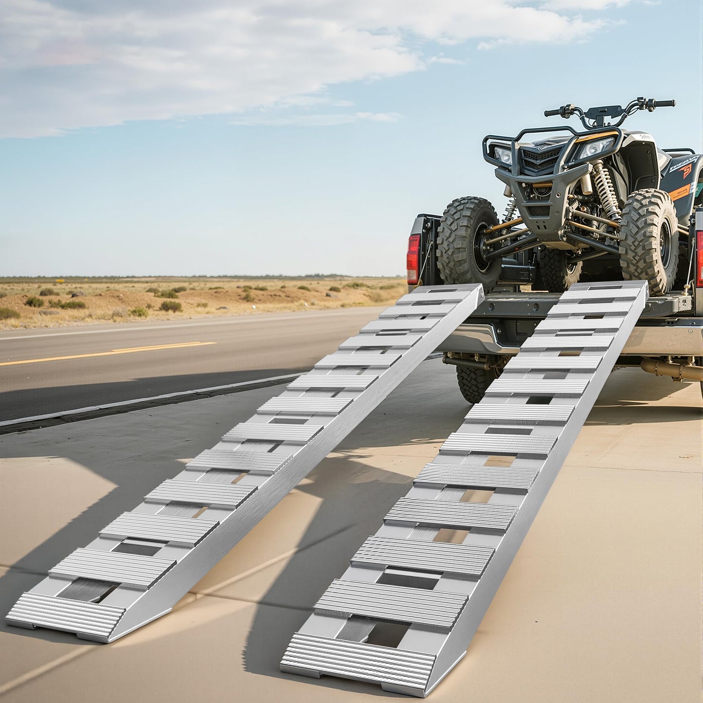 AUTOSAVER88 2pcs 6000lbs 72" x 15" Aluminum Trailer Ramps, Loading Ramps Car ATV Truck Auto Hauler Knife & Hook Ends