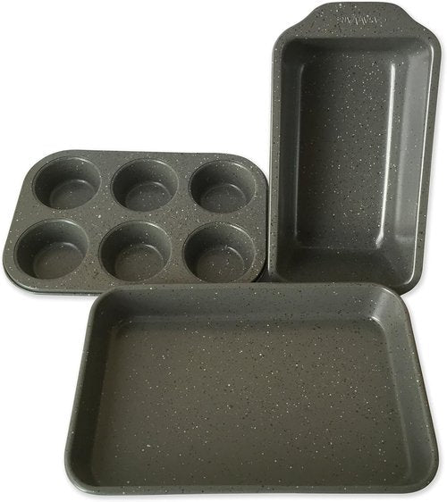 CasaWare Toaster Oven - 3-Piece Set with Silver Granite Finish for Perfectly Toasted Meals