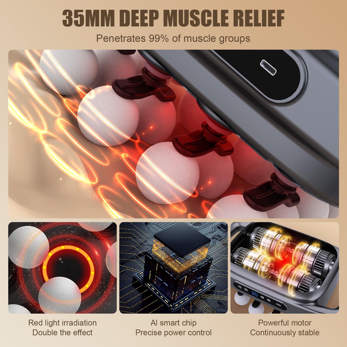 Fathers Day Dad Gifts, 16 Head Massage Gun, 【2026 Upgrade】 12V Motor 60kg Deep Tissue Percussion Massager, 30 Intensity Levels & 3 Smart Modes Multi-Head Back Massager for Legs,Arms,Waist Pain Relief