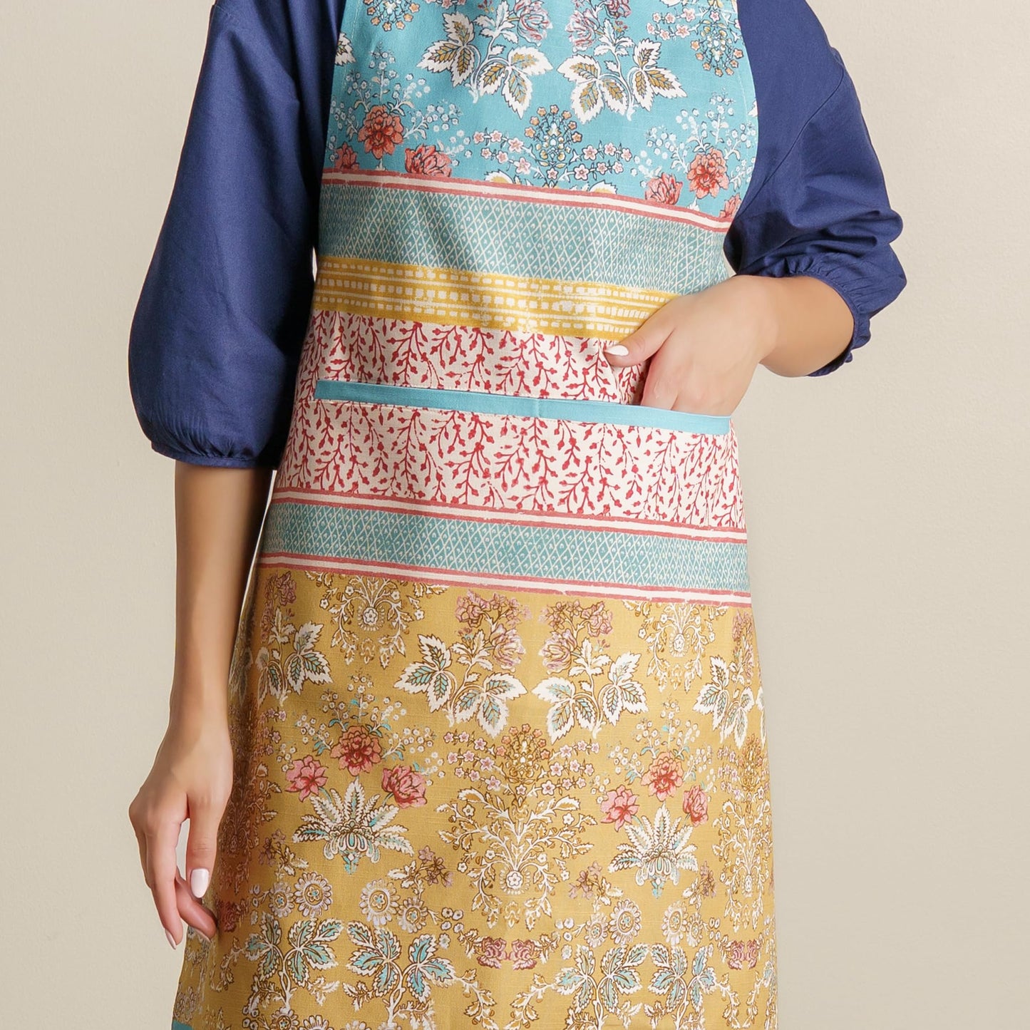 Maison d' Hermine Apron for women with Pocket 100% Cotton 27.50"x31.50" 1 Piece Adjustable Neck Strap & long ties Apron Men, Chef, Wedding, Cooking, Gardening, Server Spring/Summer (Marquise)