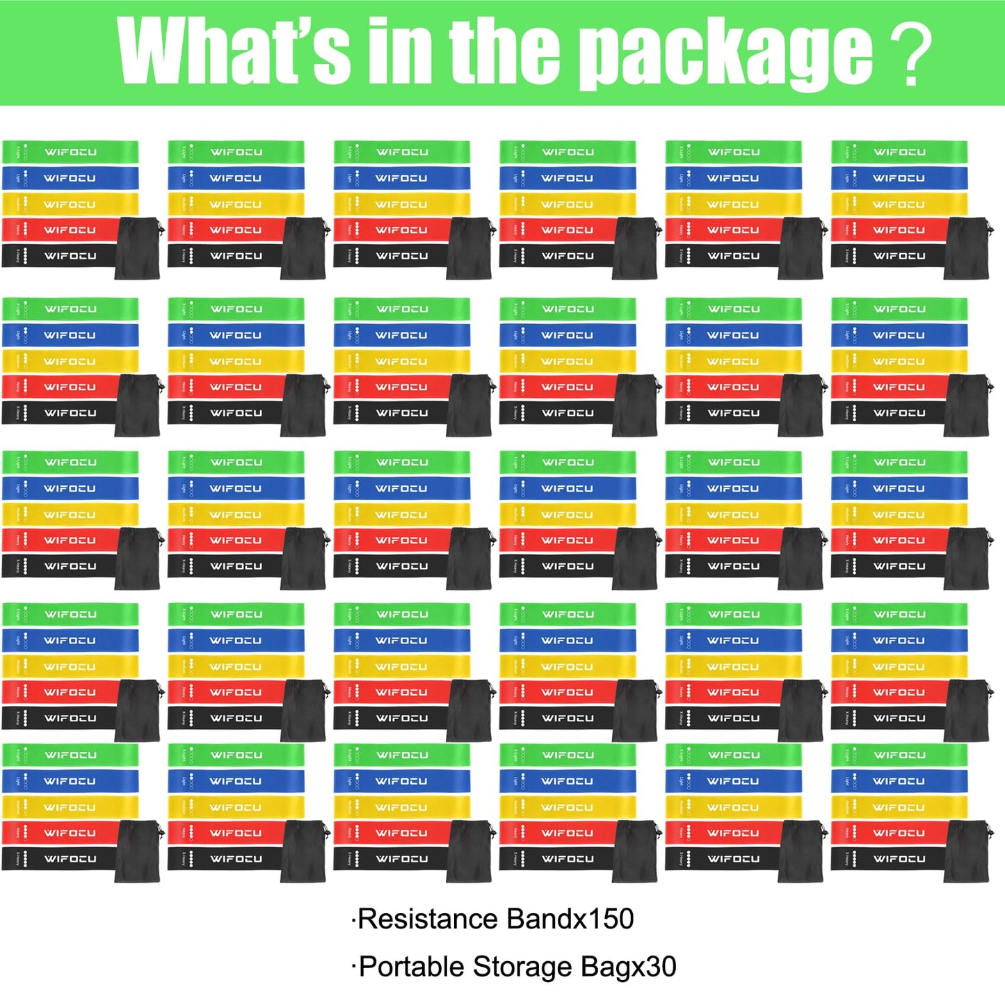 150 Pcs Bulk Fitness Resistance Bands Set for Gym Members Sports Class Students Gift, 5 Pieces Each with Storage & Carry Bag, Professional Grade Elastic Bands for Home Outdoor Workout Yoga Pilates