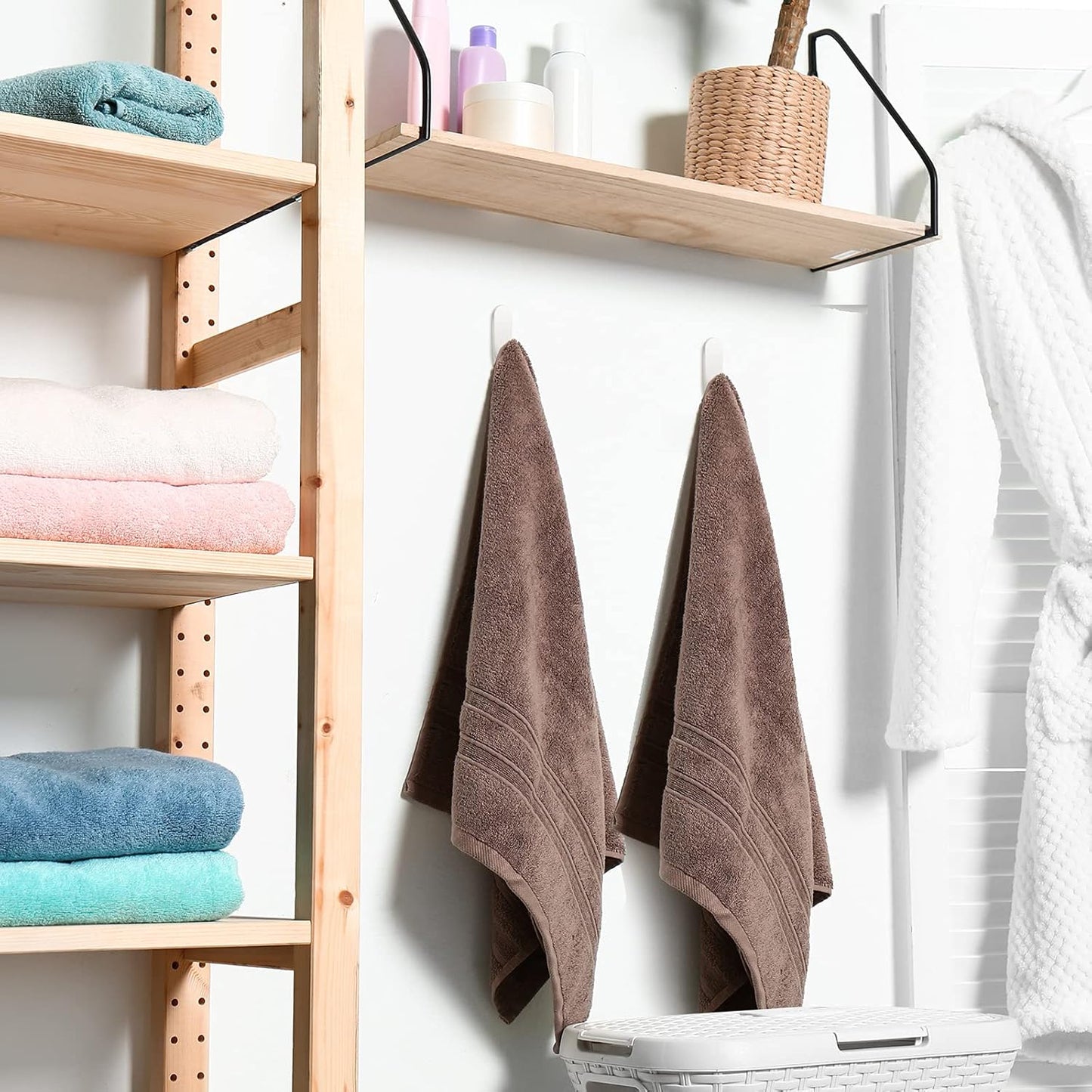 Yulejo Wall Hangers - Durable Plastic Adhesive Hooks for Towels, Jackets & Kitchenware (20 Pack)