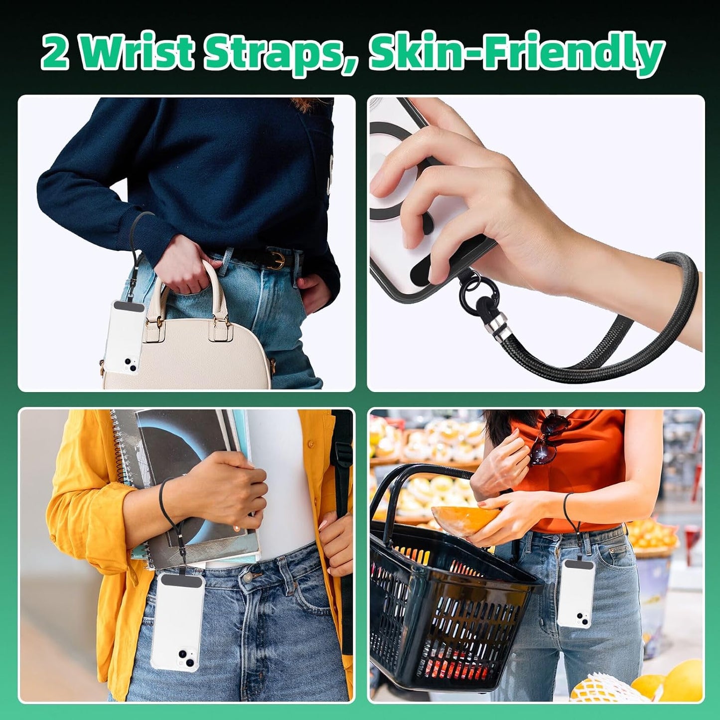 2 4 SEVENKA Adjustable Phone Lanyards, Cell Phone Wrist Straps & Phone Tether Tab with Spring O Ring Clasps, Phone
